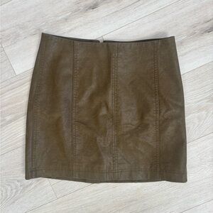 Free People Brown Leather Mini Skirt